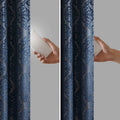 Knitted Jacquard Da Total Blackout Grommet Top Curtain Panel Only 1 Pc Panel Navy Polyester