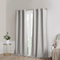 Tonal Printed Faux Silk Total Blackout Curtain Panel Pair 2 Pcs Window Panels Grey Polyester