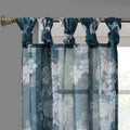 Printed Floral Twist Tab Top Voile Sheer Curtain Navy Polyester