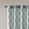 Fretwork Print Grommet Top Window Curtain Panel Only 1 Pc Panel Seafoam White Polyester