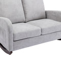 Coolmore Rocking Chair Upholstered Mid Century Modern Rocker Oversized Wingback Armchair For Living Room Light Gray Linen