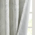 Knitted Jacquard Paisley Total Blackout Grommet Top Curtain Panel Only 1 Pc Panel White Polyester