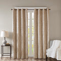 Knitted Jacquard Da Total Blackout Grommet Top Curtain Panel Only 1 Pc Panel Champagne Polyester