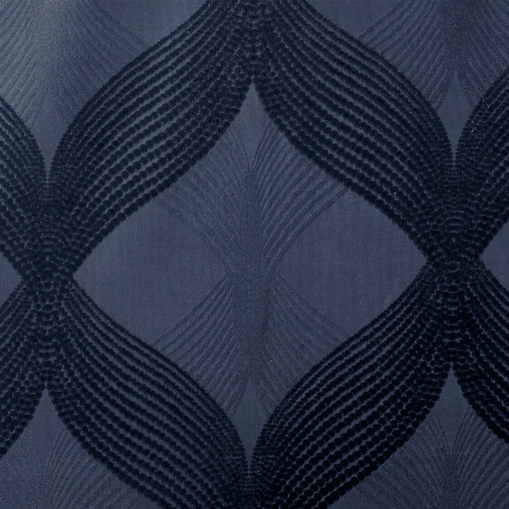 Ogee Knitted Jacquard Total Blackout Curtain Panel Only 1 Pc Panel Navy Polyester