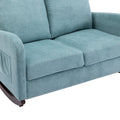 Coolmore Rocking Chair Upholstered Mid Century Modern Rocker Oversized Wingback Armchair For Living Room Light Blue Linen