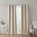 Tonal Printed Faux Silk Total Blackout Curtain Panel Pair 2 Pcs Window Panels Taupe Polyester