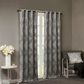 Ogee Knitted Jacquard Total Blackout Curtain Panel Only 1 Pc Panel Charcoal Polyester