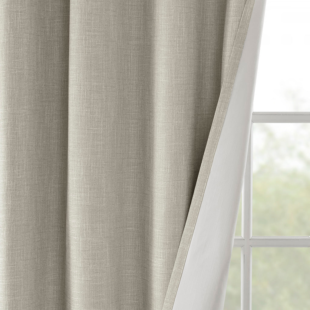 Printed Heathered Blackout Grommet Top Curtain Panel Only 1 Pc Panel Taupe Polyester