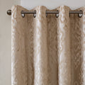 Knitted Jacquard Da Total Blackout Grommet Top Curtain Panel Only 1 Pc Panel Champagne Polyester