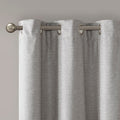 Tonal Printed Faux Silk Total Blackout Curtain Panel Pair 2 Pcs Window Panels Grey Polyester