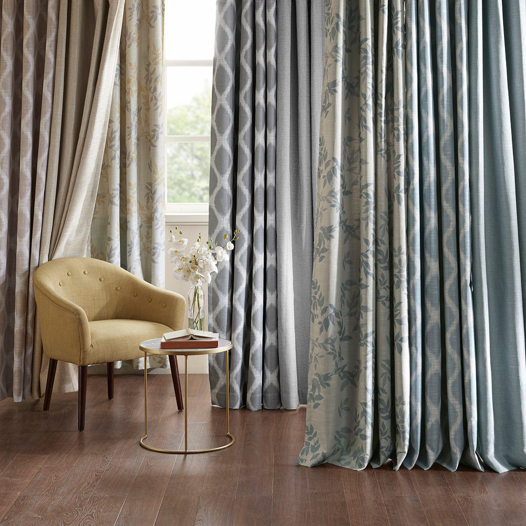 Printed Ikat Blackout Patio Curtain Only 1 Pc Panel Aqua Polyester