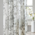 Printed Floral Rod Pocket And Back Tab Voile Sheer Curtain White Polyester