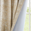 Jacquard Lined Total Blackout Rod Pocket Back Tab Curtain Panel Only 1 Pc Panel Gold Polyester