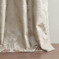 Knitted Jacquard Paisley Total Blackout Grommet Top Curtain Panel Only 1 Pc Panel Champagne Polyester