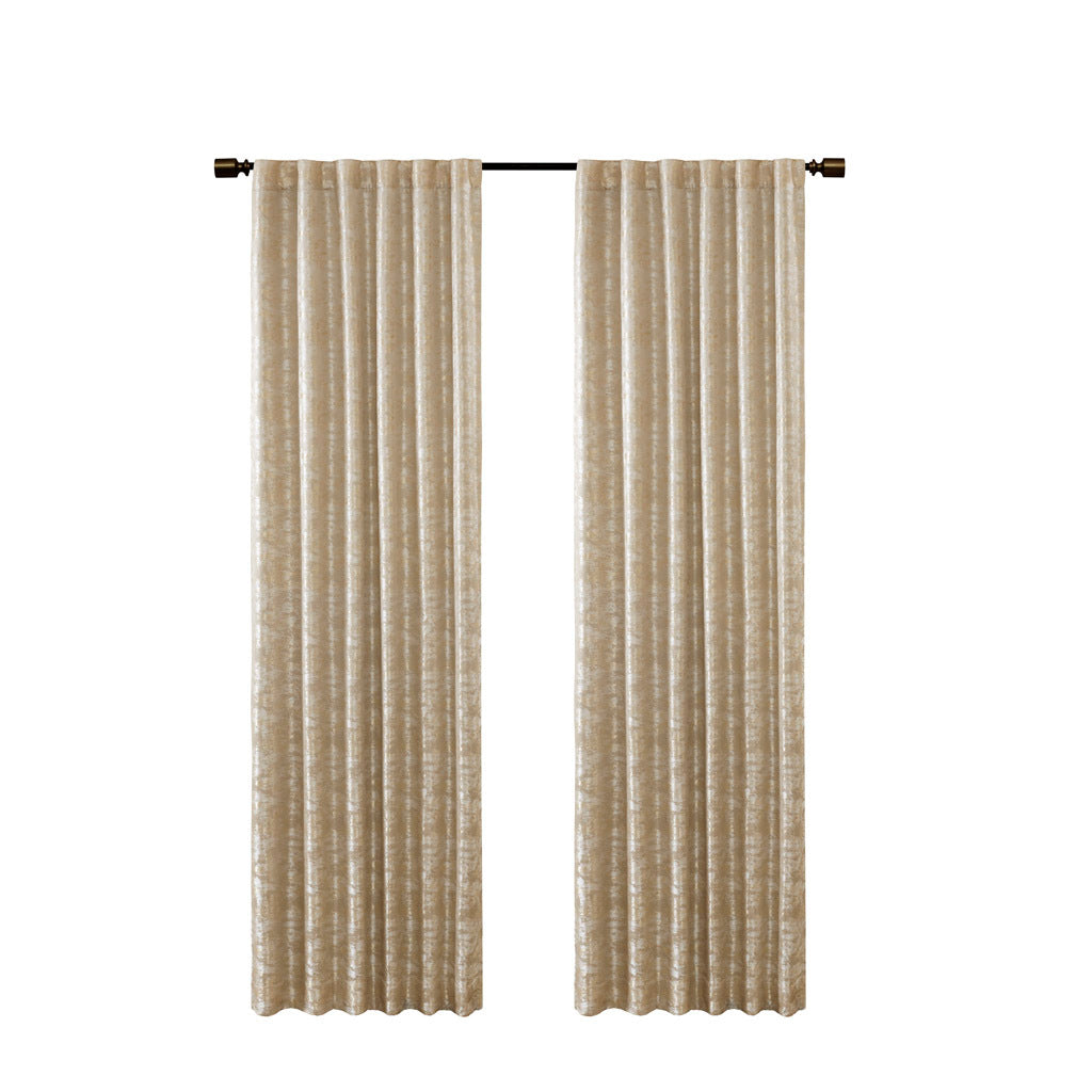 Jacquard Lined Total Blackout Rod Pocket Back Tab Curtain Panel Only 1 Pc Panel Gold Polyester