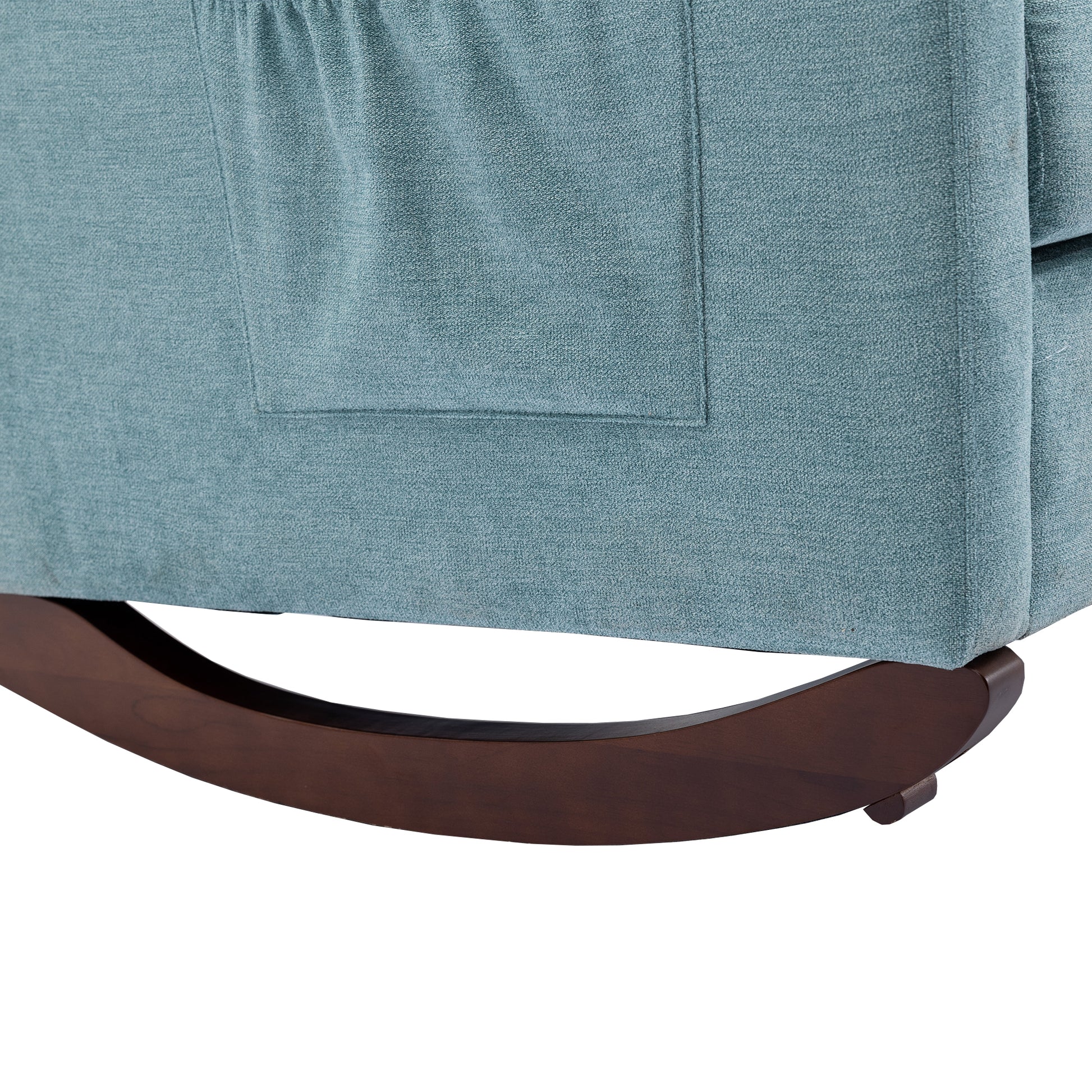 Coolmore Rocking Chair Upholstered Mid Century Modern Rocker Oversized Wingback Armchair For Living Room Light Blue Linen