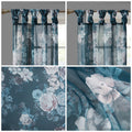 Printed Floral Twist Tab Top Voile Sheer Curtain Navy Polyester