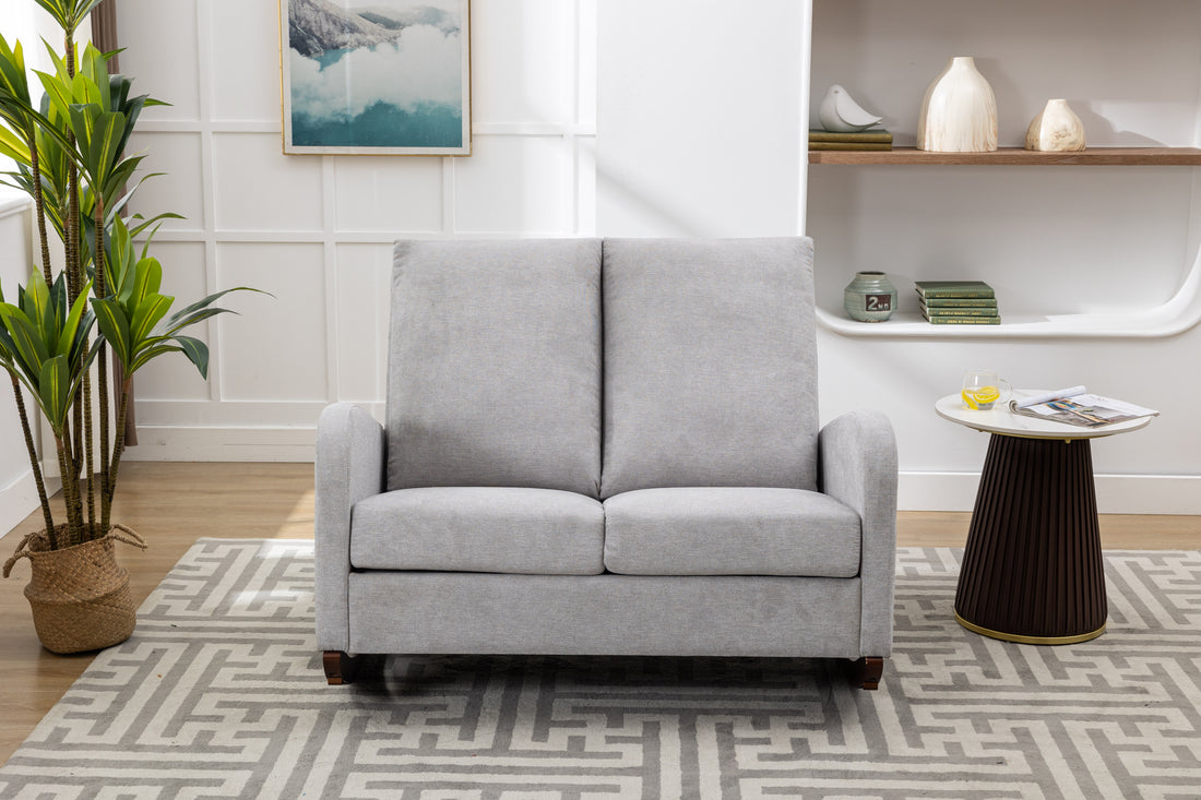 Coolmore Rocking Chair Upholstered Mid Century Modern Rocker Oversized Wingback Armchair For Living Room Light Gray Linen