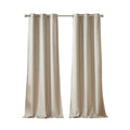 Tonal Printed Faux Silk Total Blackout Curtain Panel Pair 2 Pcs Window Panels Taupe Polyester