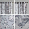 Printed Floral Rod Pocket And Back Tab Voile Sheer Curtain Only 1 Pc Panel Grey Polyester