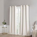 Tonal Printed Faux Silk Total Blackout Curtain Panel Pair 2 Pcs Window Panels Ivory Polyester