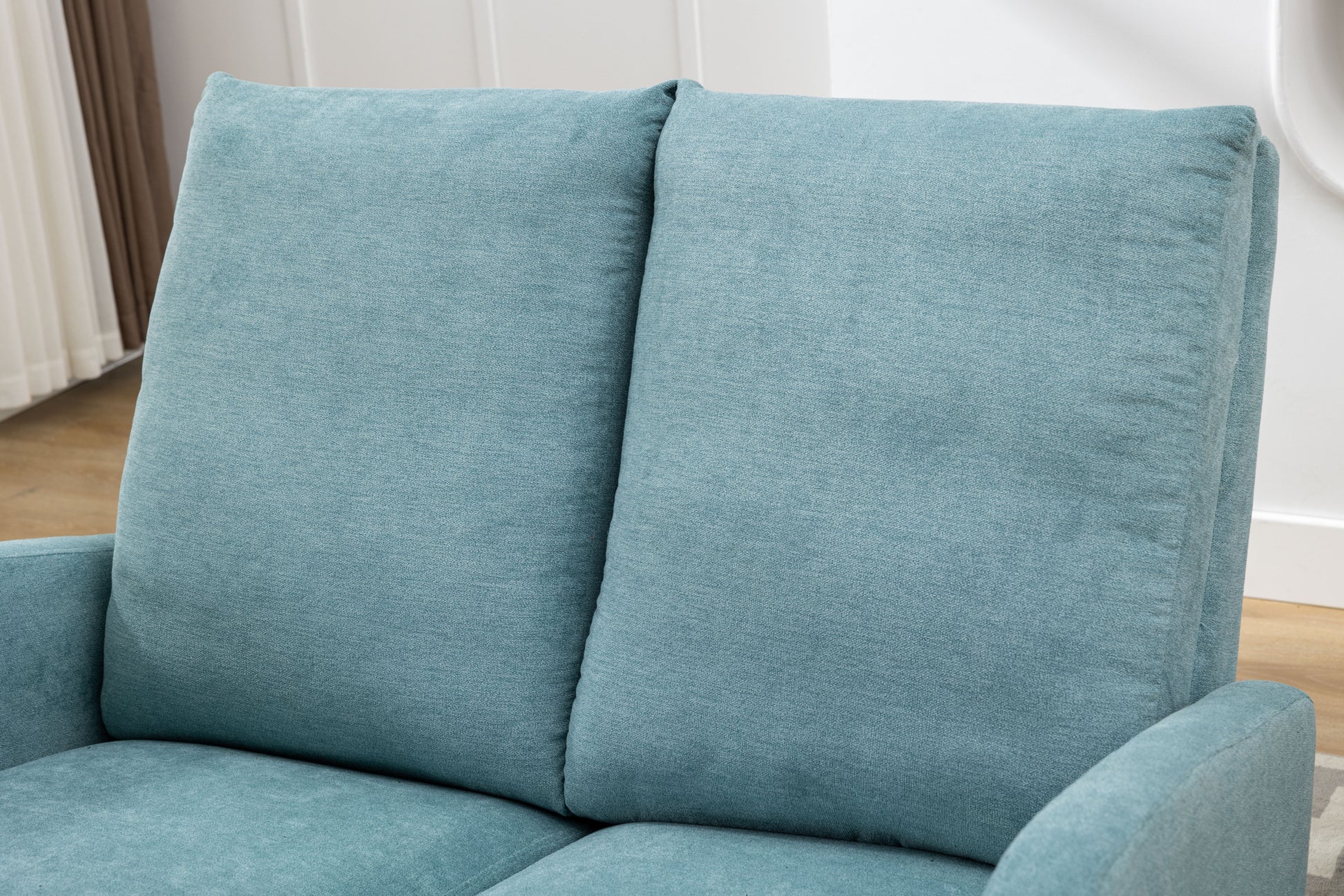 Coolmore Rocking Chair Upholstered Mid Century Modern Rocker Oversized Wingback Armchair For Living Room Light Blue Linen