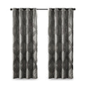 Ogee Knitted Jacquard Total Blackout Curtain Panel Only 1 Pc Panel Charcoal Polyester