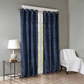 Knitted Jacquard Da Total Blackout Grommet Top Curtain Panel Only 1 Pc Panel Navy Polyester