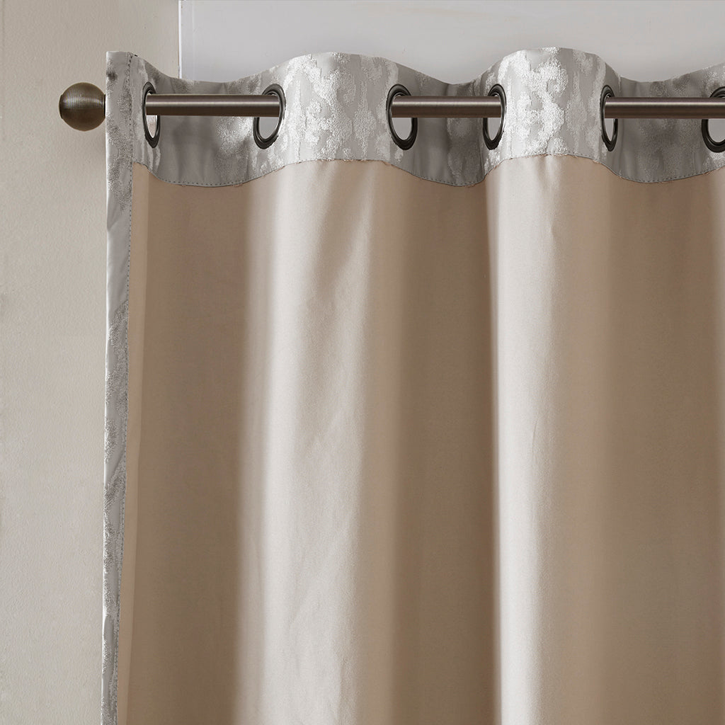 Knitted Jacquard Da Total Blackout Grommet Top Curtain Panel Only 1 Pc Panel Silver Polyester