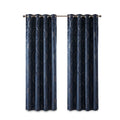 Knitted Jacquard Da Total Blackout Grommet Top Curtain Panel Only 1 Pc Panel Navy Polyester