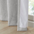 Tonal Printed Faux Silk Total Blackout Curtain Panel Pair 2 Pcs Window Panels Grey Polyester