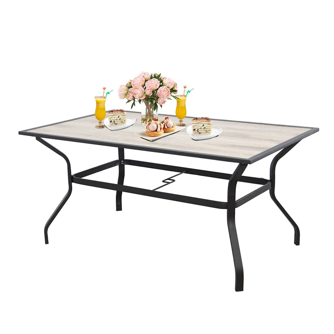 60" X 37" Patio Dining Table, Outdoor Large -