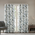 Jacquard Printed Room Darkening Curtain Panel Aqua Polyester