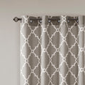 Fretwork Print Grommet Top Window Curtain Panel Only 1 Pc Panel Grey White Polyester