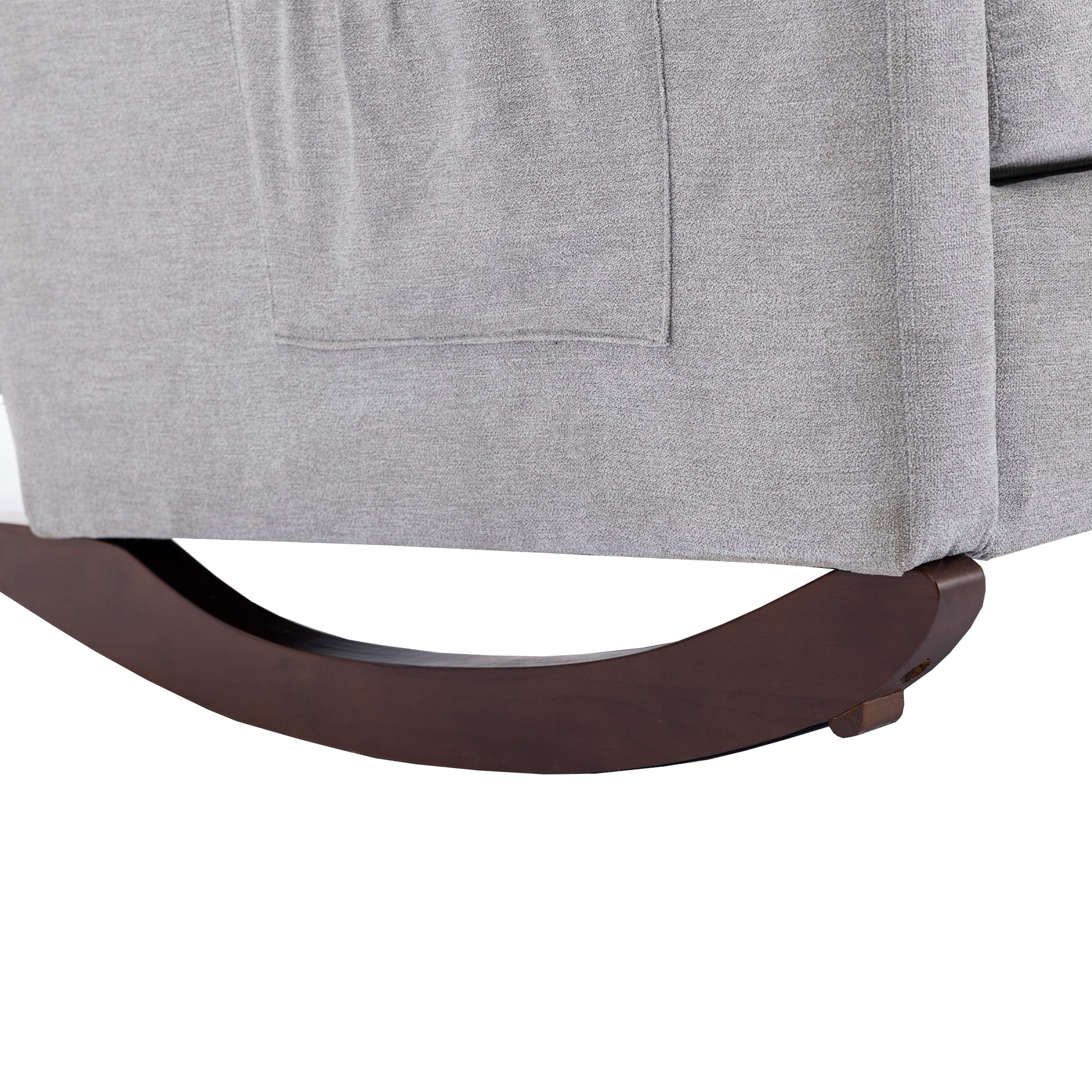 Coolmore Rocking Chair Upholstered Mid Century Modern Rocker Oversized Wingback Armchair For Living Room Light Gray Linen