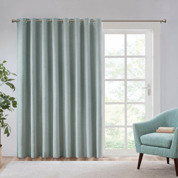 Printed Heathered Blackout Window Patio Panel Dusty Seafoam Polyester