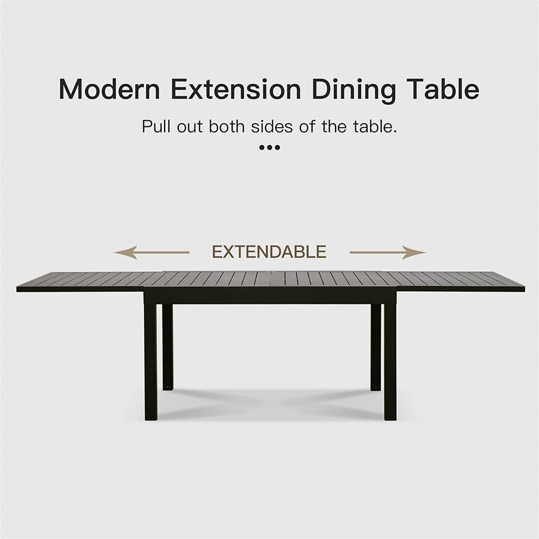 Large Extendable Patio Dining Table, Aluminum Metal Indoor Outdoor 53" 106" Adjustable For 6 8 Person Rectangular Table For Porch Backyard Balcony Garden Dark Brown,1 Table Dark Brown Aluminium