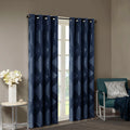 Ogee Knitted Jacquard Total Blackout Curtain Panel Only 1 Pc Panel Navy Polyester