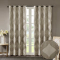 Ogee Knitted Jacquard Total Blackout Curtain Panel Only 1 Pc Panel Taupe Polyester