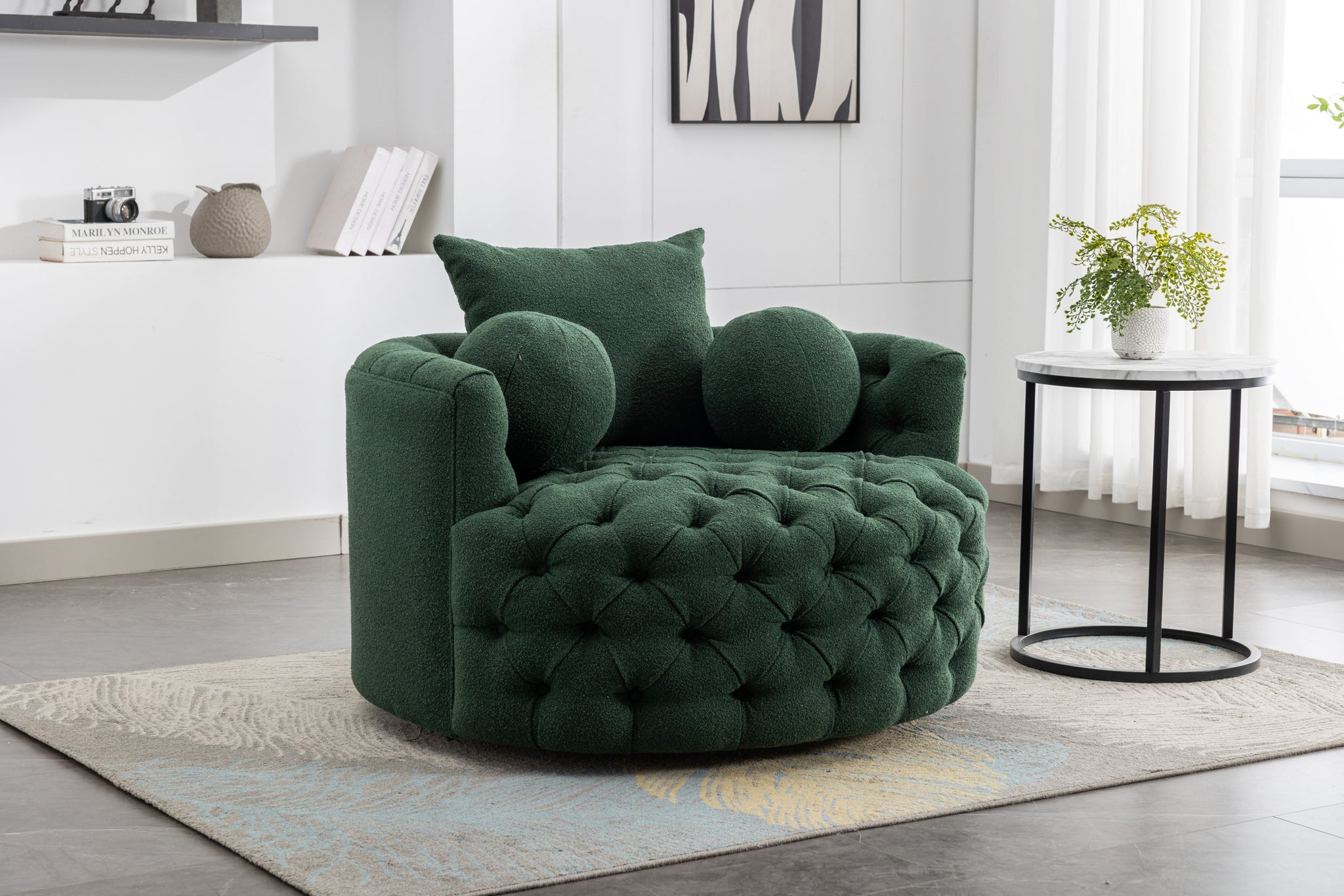 COOLMORE Modern swivel accent chair barrel chair for emerald-linen