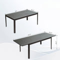 Patio Dining Expandable Table, Metal Aluminum Outdoor black-aluminium