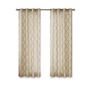 Fretwork Print Grommet Top Window Curtain Panel Only 1 Pc Panel Beige Gold Polyester