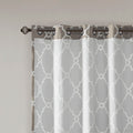 Fretwork Print Grommet Top Window Curtain Panel Only 1 Pc Panel Grey White Polyester