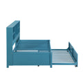 Metal Twin Size Daybed With Twin Size Trundle, Storage Shelves And Usb Ports, Blue Box Spring Not Required Twin Blue Metal Bed Frame Metal & Wood