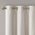 Tonal Printed Faux Silk Total Blackout Curtain Panel Pair 2 Pcs Window Panels Ivory Polyester