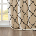 Fretwork Print Grommet Top Window Curtain Panel Only 1 Pc Panel Khaki Black Polyester