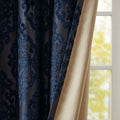 Knitted Jacquard Da Total Blackout Grommet Top Curtain Panel Only 1 Pc Panel Navy Polyester