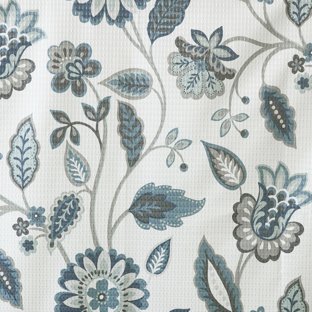 Jacquard Printed Room Darkening Curtain Panel Aqua Polyester