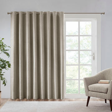 Printed Heathered Blackout Window Patio Panel Taupe Polyester