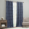 Knitted Jacquard Paisley Total Blackout Grommet Top Curtain Panel Only 1 Pc Panel Navy Polyester